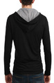 Black and Grey Plus Size Slim Hooded Drawstring Buttons Long Sleeve Men Tshirt for Casual