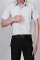 Grey and White Plus Size Loose Lapel Grid Pocket Single-breasted Collar Button-Down Men Shirt for Casual Party Office
