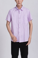Pink Chest Pocket Button Down Collared Men Shirt for Casual Party Office