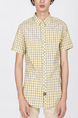 Yellow Button Down Collared Plus Size Men Shirt for Casual Party Office