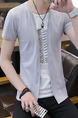 Grey Plus Size Slim Seem-Two Contrast Round Neck Located Printing Men Shirt for Casual
