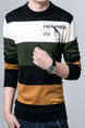 Colorful Plus Size Slim Contrast Linking Letter Printed Located Printing Long Sleeve Men Sweater for Casual