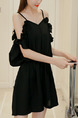 Black Loose Chiffon Sling Off-Shoulder Siamese Wide Leg Jumpsuit for Casual Party