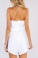 White Slim Off-Shoulder Linking Side Stripe  Jumpsuit for Casual Party