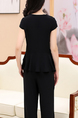 Black Plus Size Slim Ruffled Round Neck Hang Neck Adornment High Waist Pants Wide Leg Two Piece Jumpsuit for Casual Party Office