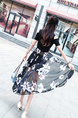 Black and White Two Piece Floral Overlay Skirt Jumpsuit for Casual Party Office