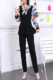 Black Colorful Two Piece Pants Long Sleeve Jumpsuit for Party Evening Cocktail