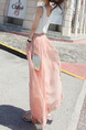 Pink Loose Chiffon Wide-Leg  Pants for Casual Party