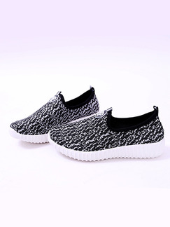 Black and White Polyester Round Toe Platform 3cm Rubber Shoes