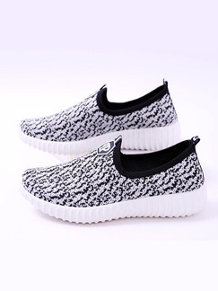 White and Grey Polyester Round Toe Platform 3cm Rubber Shoes