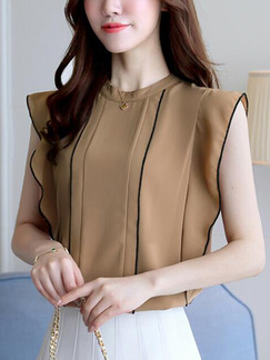 Coffee Loose Ruffle Shirt Top for Casual Party Evening Office