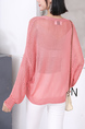 Pink Round Neck Long Sleeve Knitted Top for Casual