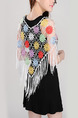 Colorful Loose Knitting Cutout Cloak Tassel Embroidery Top for Casual