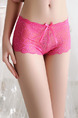 Pink Slim Lace See-Through Butterfly Knot Polyester and Elasticity Panty 