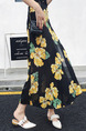 Black Yellow and Green Chiffon Printed One-Piece High-Waist Band Furcal Over-Hip Skirt for Casual Beach