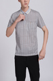 Gray Polo Collared Chest Pocket Men Shirt for Casual Office Party