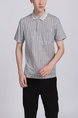 Gray Polo Collared Chest Pocket Men Shirt for Casual Office Party