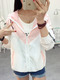 White and Pink Plus Size Loose Contrast Linking Hooded Drawstrings Pockets Letter Printed Long Sleeve Coat for Casual
