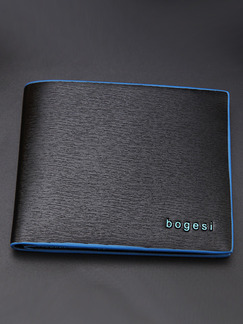 Black and Blue Leatherette Credit Card Photo Holder Bifold Wallet