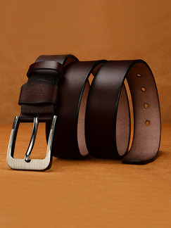 Brown Ratchet Metal and Leather Belt