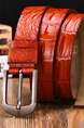 Apricot Crocodile Ratchet Metal and Genuine Leather Belt