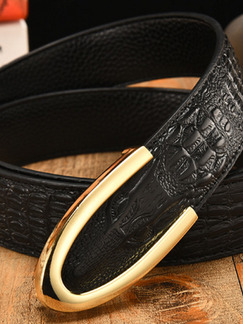 Black Crocodile Ratchet Metal and Genuine Leather Belt