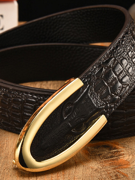 Brown Crocodile Ratchet Metal and Genuine Leather Belt