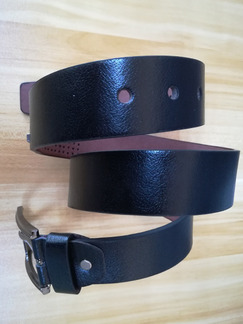 Black Leather Ratchet Cutout Leather and Metal Belt