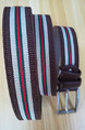 Brown White Green Red Ratchet Bradied Contrast Polyester and Metal Belt