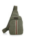 Army Green Canvas Contrast Stripe Washed Shoulder Crossbody Bag
