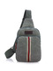 Grey Canvas Contrast Stripe Washed Shoulder Crossbody Bag
