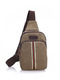 Brown Canvas Contrast Stripe Washed Shoulder Crossbody Bag
