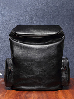 Black Leather Multi-Function Shoulders Backpack Bag