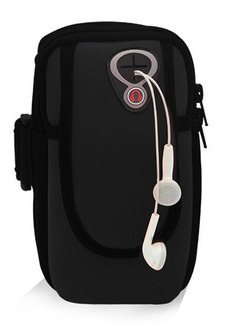Black Nylon Outdoor Sports Arm Armband Wristband Bag