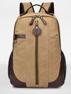 Beige Canvas High-Capacity Leisure Shoulders Backpack Bag
