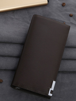 Brown Leatherette Credit Card Photo Holder Checkbook Bifold Wallet