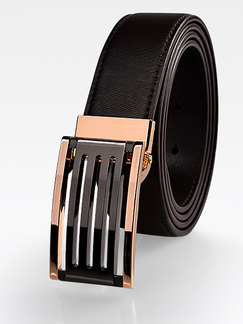 Black Slider Genuine Leather and Metal Belt