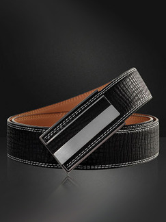 Black Slider Genuine Leather and Metal Belt