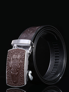 Brown Slider Leather and Metal Belt