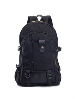 Black Canvas Outdoor Washed Shoulders Backpack Bag