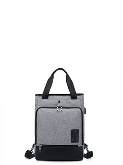 Grey and Black Polyester Contrast Linking Multi-Function  Backpack Bag