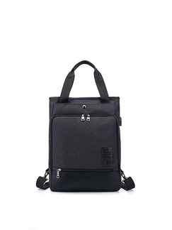 Black Polyester Contrast Linking Multi-Function Backpack Bag