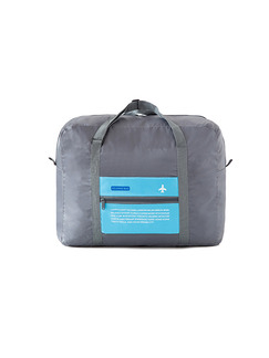 Grey and Aqua Polyester High-Capacity Contrast Linking Water-Proof Foldable Portable Weekender Luggage Bag