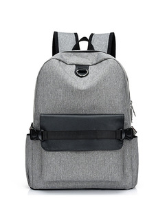 Grey Polyester Outdoor Travel Business Shoulders Backpack Bag
