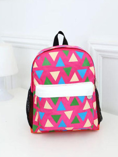 Purple Colorful Nylon Contrast Plaid School Shoulders Backpack Girl Bag