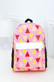 Pink Colorful Nylon Contrast Plaid School Shoulders Backpack Girl Bag