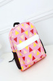 Pink Colorful Nylon Contrast Plaid School Shoulders Backpack Girl Bag
