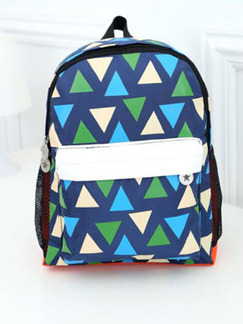 Blue Colorful Nylon Contrast Plaid School Shoulders Backpack Boy Bag