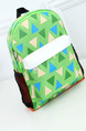 Green Nylon Contrast Plaid School Shoulders Backpack Boy Bag