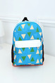 Sky Blue Nylon Contrast Plaid  School Shoulders Backpack Bag
